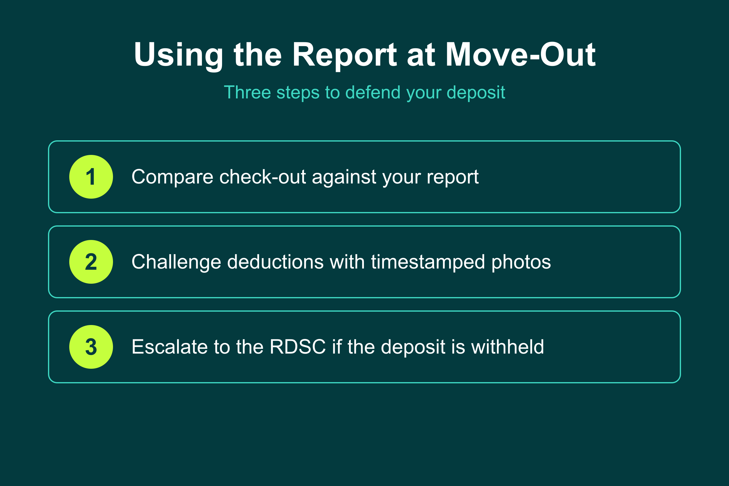 Using your move-in report at move-out in the UAE: compare findings, challenge deductions, escalate to the RDSC