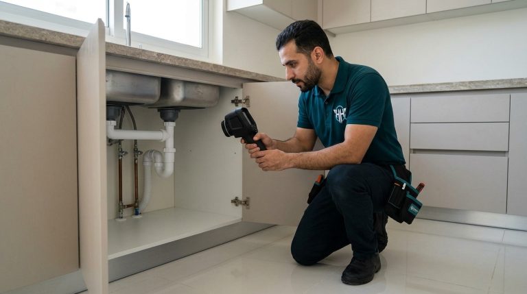 Hidden moisture at a UAE handover: a visible stain is already months late, so the property is thermal scanned before you sign